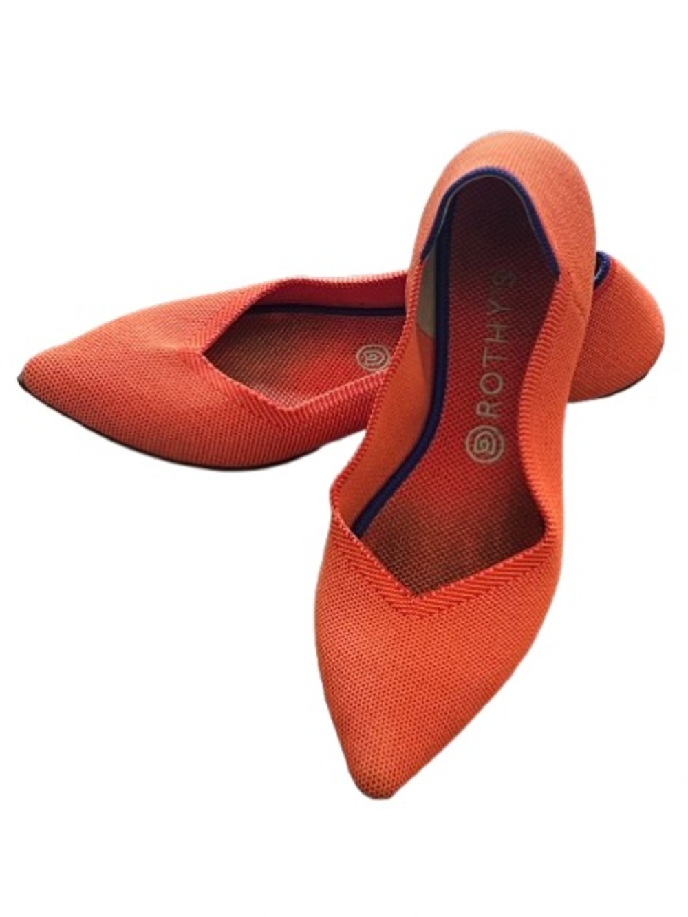 Rothy's Orange Knit Pointed-Toe Flats